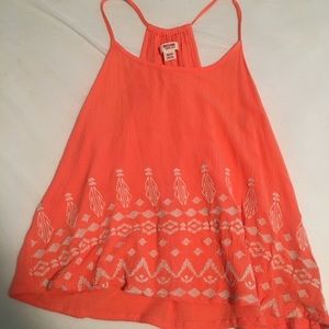 Bright Orange Embroidered Tank